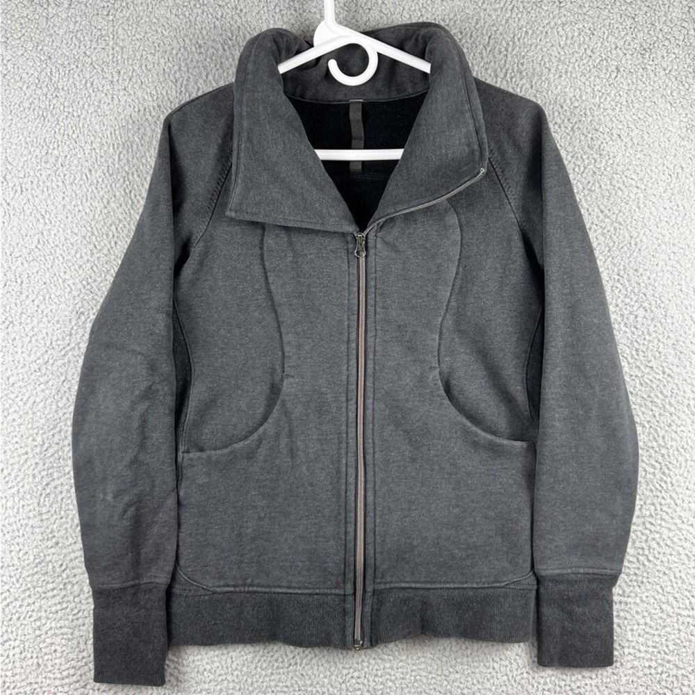 Lululemon Women's Heather‎ Gray Asymmetrical Scuba Full Zip Jacket Size 8 Casual
